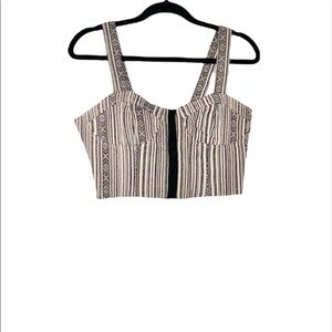 NWT Luca Couture: Medium Tribal Threaded Zip Up Crop Tank